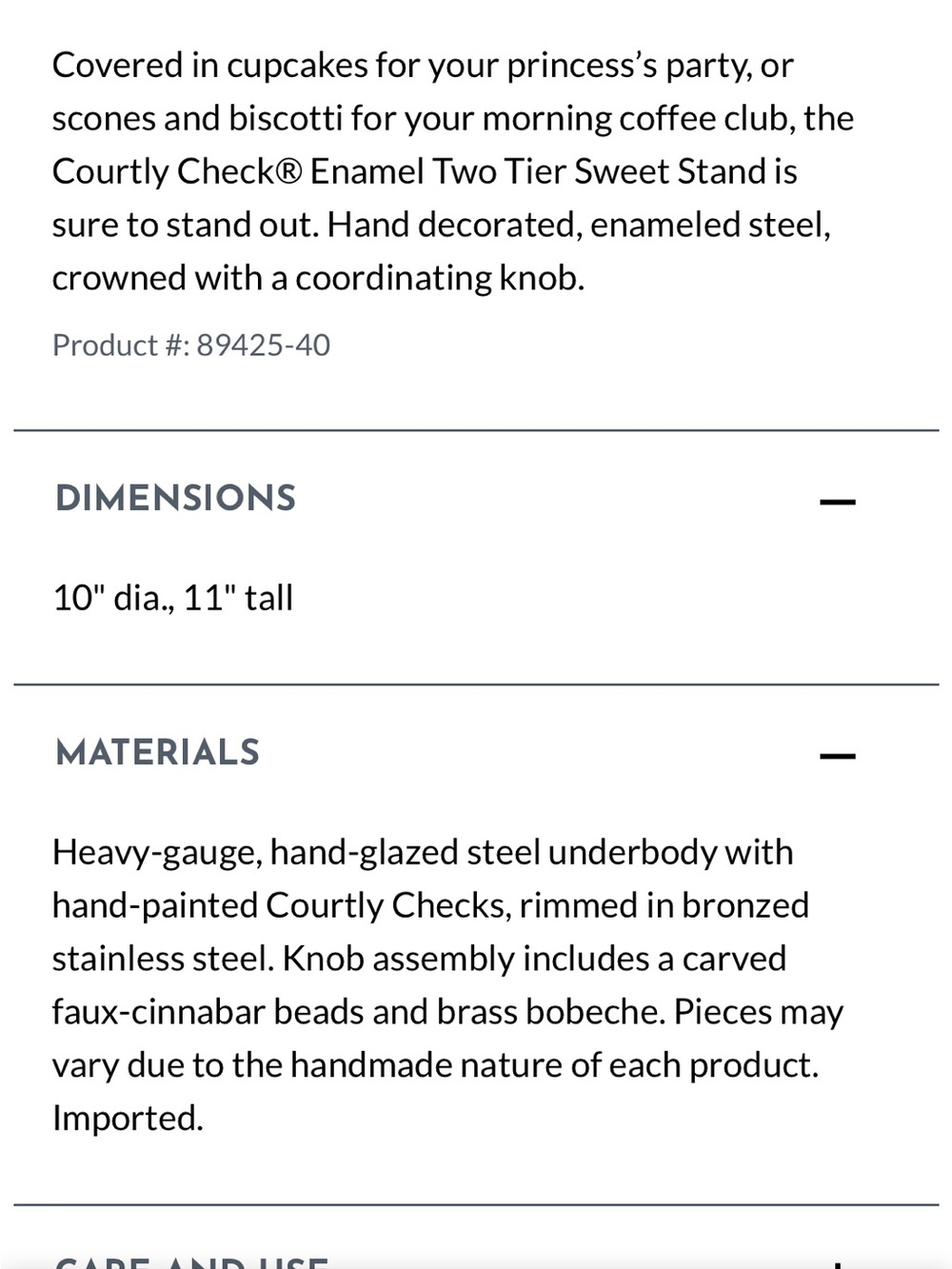 Courtly Check Two Tier Sweet Stand 
Two-Tier Serving Stand - Picture 4 of 5